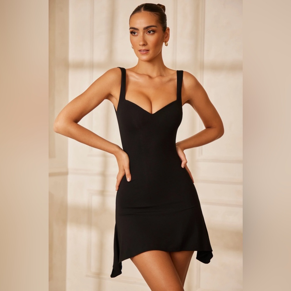 Oh Polly Bellissima Black Sweetheart Neckline Mini Dress